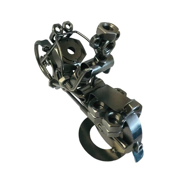 Handcrafted Welding Artwork Metal Motorcycle Sculpture Black Bolts Wrought Iron - Picture 8 of 8